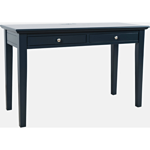 Craftsman 2 Drawer USB Charging Desk in Distressed Navy Blue Wood